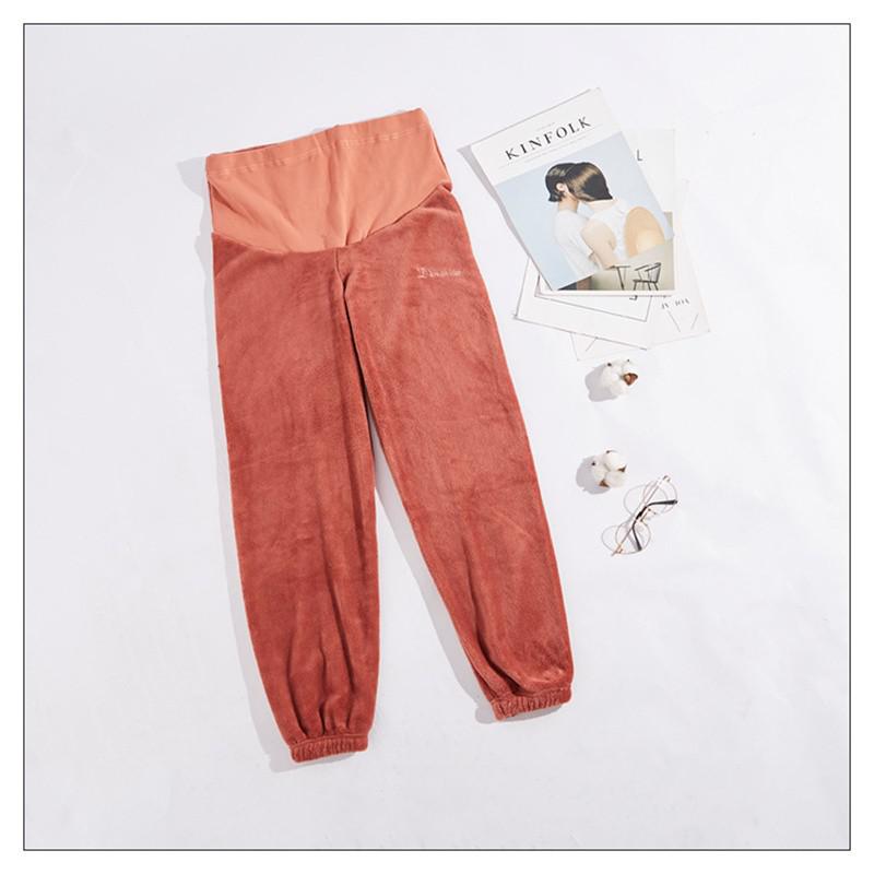 Winter Warm Maternity Pants Flannel Pregnancy Leggings Solid Color Pants Elastic Pregnant Women Trousers Pregnancy Clothes