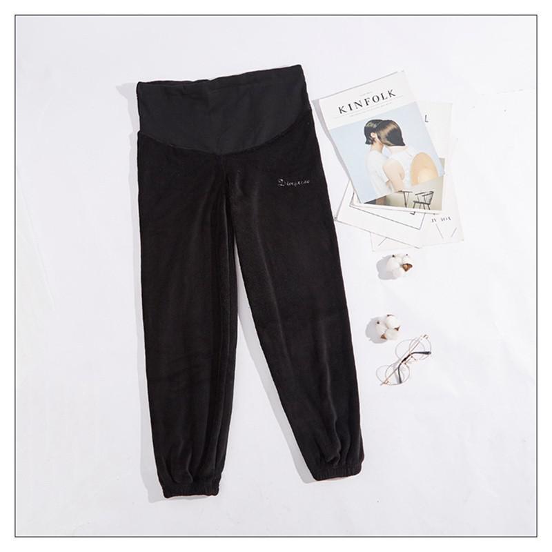 Winter Warm Maternity Pants Flannel Pregnancy Leggings Solid Color Pants Elastic Pregnant Women Trousers Pregnancy Clothes