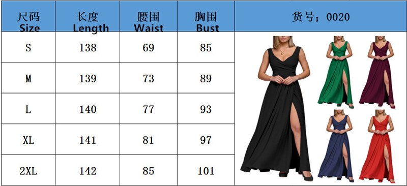 nvxiot Women Summer Elegant Long Party Dress Solid Color V-neck Zipper Split Fashion Evening Maxi Dress 2023