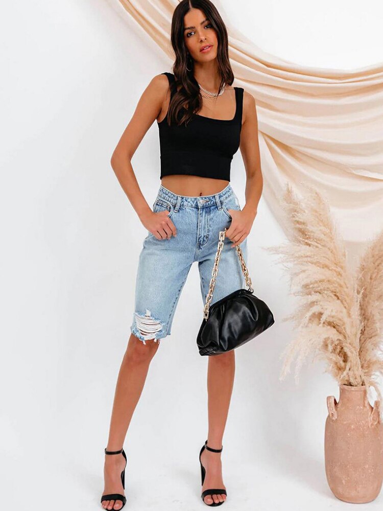 nvxiot Women Summer Denim Shorts Ripped Tassel Wide Leg Shorts Jeans Boyfriend Casual Pantalones Cortos De Mujer Shorts Feminino Jeans