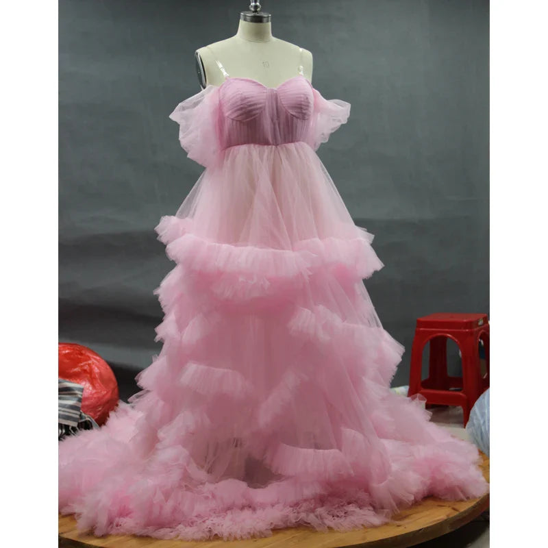 MQTIME  -  tulle robe photo dress Summer 3d Shoulderless Elegance Maternity Dress for Pregnant Women