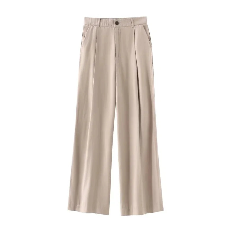 MQTIME  -   Women's 2024 Summer New Casual Commuting Versatile Solid Color High Waist Drape Pleated Trousers 5427/420