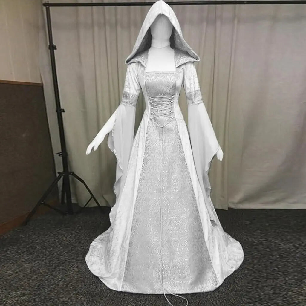 MQTIME  -  7 colors Medieval Retro Gothic Hoodie Witch Long Skirt Luxury Women's Party Dress Cosplay Vampire Halloween Adult Costume