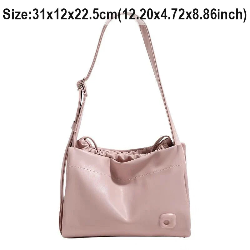 nvxiot Soft PU Leather Shoulder Bags Women Fashion Crossbody Bags Fashion Black/White/Pink Color Big Capacity Handbags Female Tote Bags