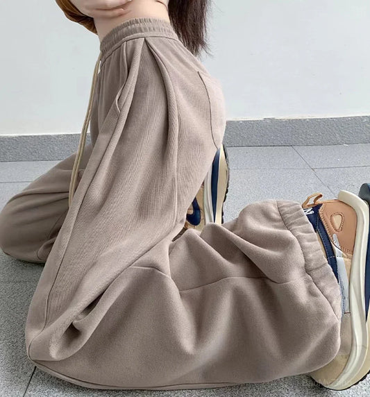 MQTIME  -   2024 Khaki Baggy Sweatpants Women Outfit Sports Pants Oversized High Waist Loose Beige Pants Wide Leg Sweatpants Female Trousers