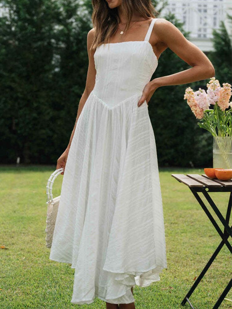 nvxiot Zipper White Splicing Cotton Sundress Summer Women Sleeveless Beach Style Elegant Holiday Corset Dress Vestidos