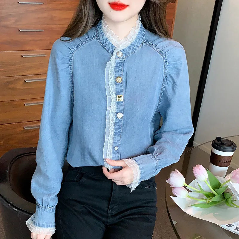 nvxiot Simple Yet Chic Solid Color Ladies' Button-Up Shirt for Any Occasion Elegant and Versatile Women's blouses with French Style