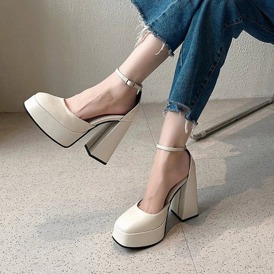 MQTIME  -  Women Platform Mary Jane Shoes Female 2024 Spring New Super High Heels Ladies Shoes Square Toe Thick Bottom Waterproof Pumps