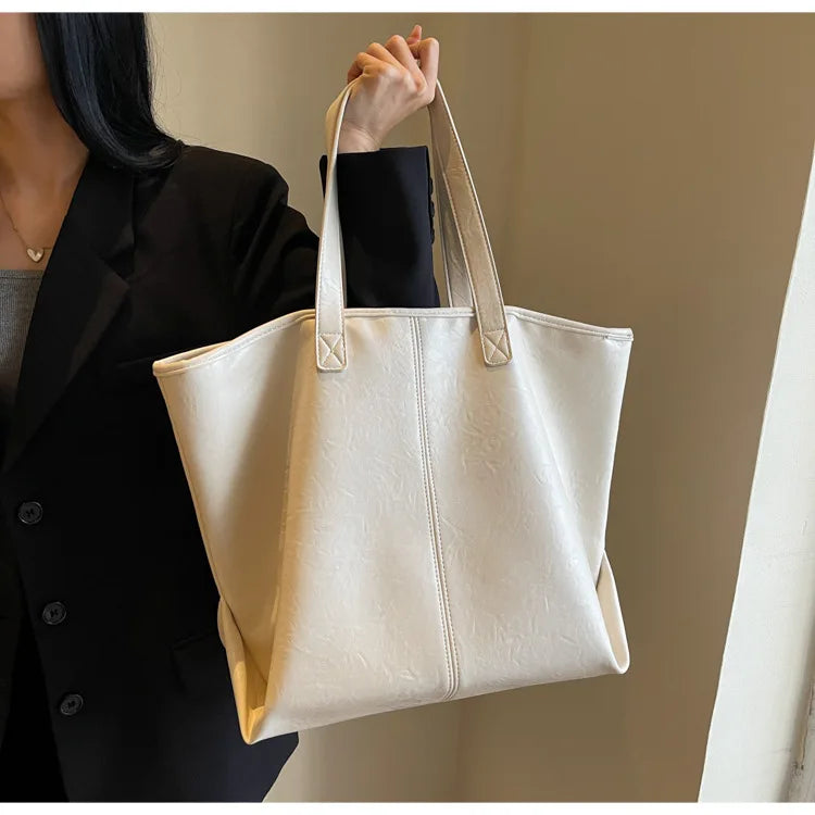 nvxiot Large Capacity PU Leather Bags Brand Design Big Tote Bag for Women Solid Color Fashion Female Handbags INS Style Underarm Bags