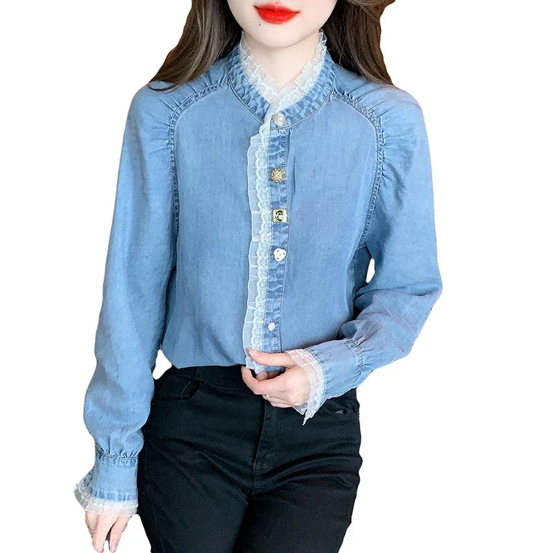 nvxiot Simple Yet Chic Solid Color Ladies' Button-Up Shirt for Any Occasion Elegant and Versatile Women's blouses with French Style