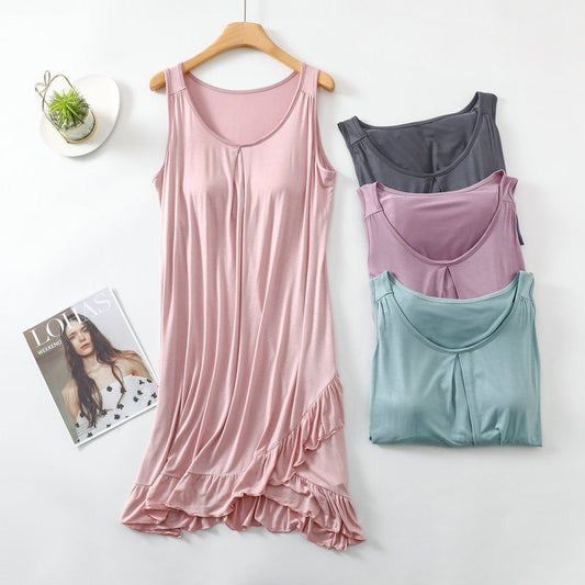 nvxiot Summer L-3XL Sleepdress Women Modal Nightgown Sleeveless Dressing Gown Casual Nightdress Lady Homewear Sexy Lingerie