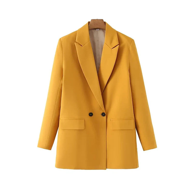 nvxiot Women's Blazers Spring Autumn Solid Long Sleeve Big V Neck Ladies Coat Suits Elegant Fashion Blazer with Pockets Coats New