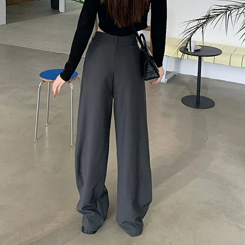 nvxiot Streetwear Y2K Irregular Loose Casual Pants Women Spring New High Waist Fashion All-match Solid Color Wide Leg Pants