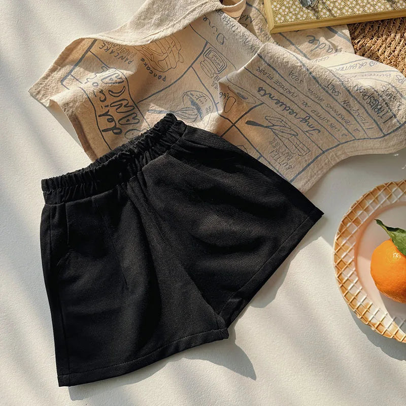 MQTIME  -  Korean 2024 Summer Toddler Girl Shorts Muslin Elastic Waist Thin Little Girl Shorts Solid Loose All-match Young Baby Girl Shorts