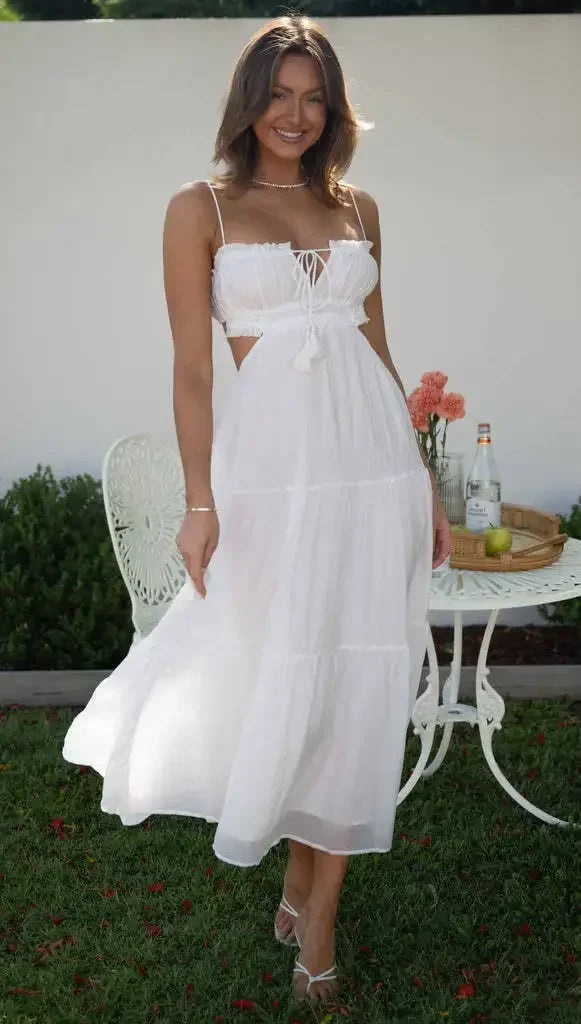 nvxiot Strapless Yellow White Summer Dress for Women Elegant Holiday Beach Boho Maxi Long Sundress Backless Sexy Party Vestidos