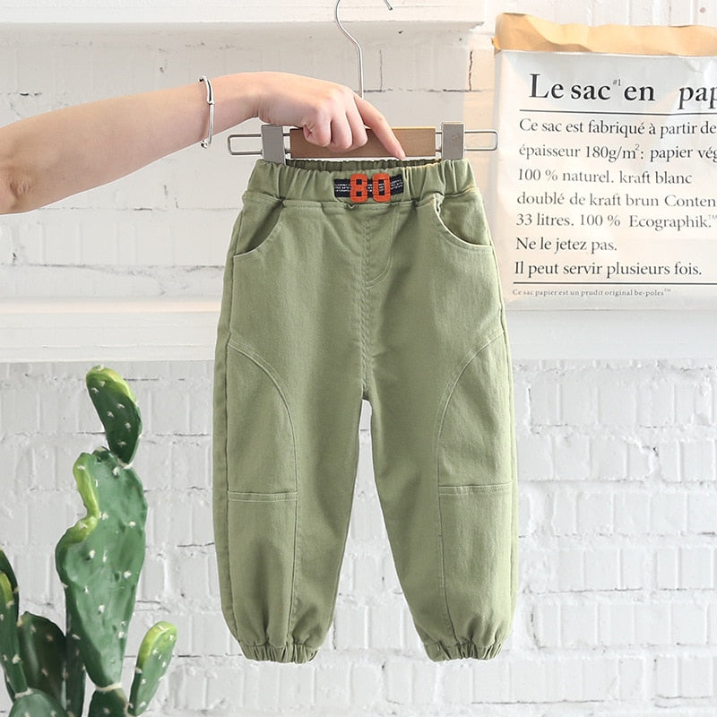 nvxiot Spring Autumn Children Boys Cargo Pants Cotton Elastic Band Little Boys Trousers 1-5 Years Kids Baby Boys Clothes