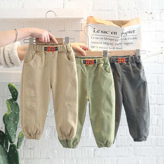 nvxiot Spring Autumn Children Boys Cargo Pants Cotton Elastic Band Little Boys Trousers 1-5 Years Kids Baby Boys Clothes