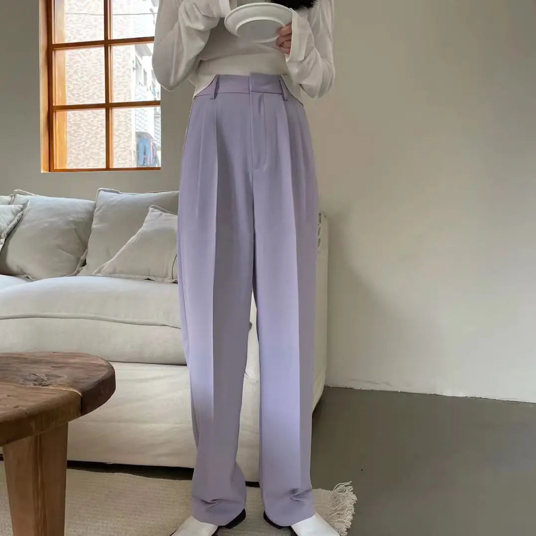 nvxiot Spring Summer Women New Korean Style Casual High Waist Straight Suit Pants Casual New Fashion Elegant Trousers Female