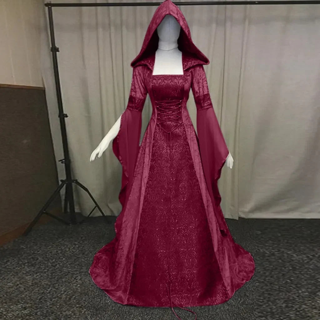 MQTIME  -  7 colors Medieval Retro Gothic Hoodie Witch Long Skirt Luxury Women's Party Dress Cosplay Vampire Halloween Adult Costume