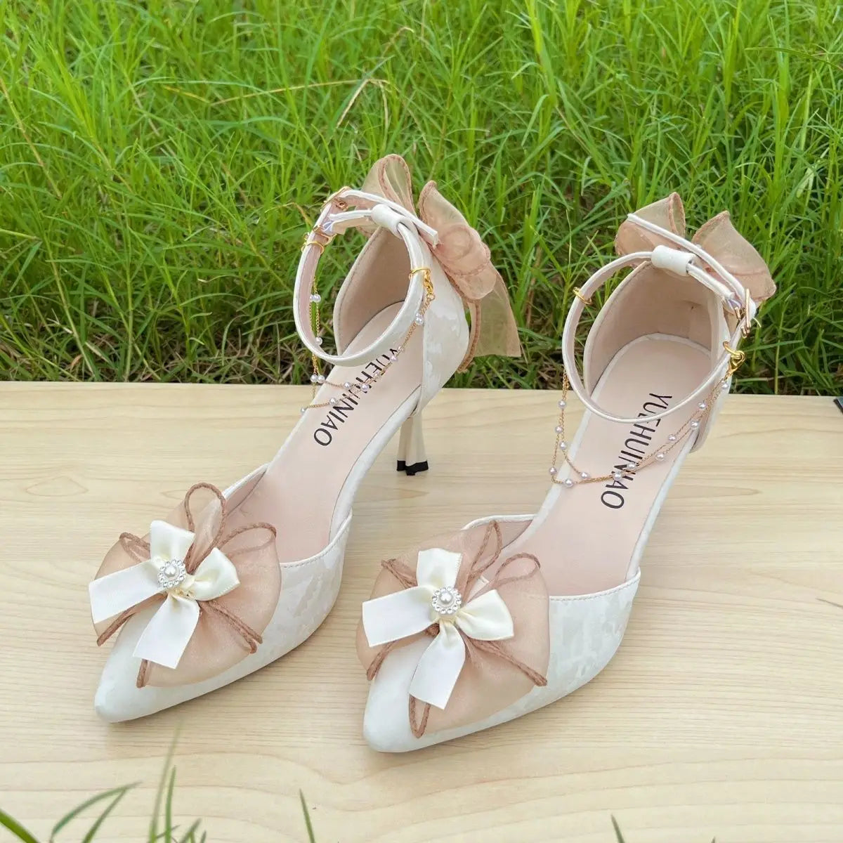 nvxiot  - French Adult Salute Sandals Lolita High Heels Elegant bow PU shoes for women ladies wedding shoe birthday gifts