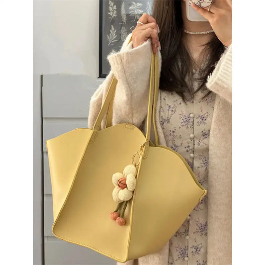 MQTIME  -   Harajuku Floral Tote Bag Women Summer Fairycore Aesthetic Yellow Handbags Ladies Large Capacity Vintage Handbag Y2k