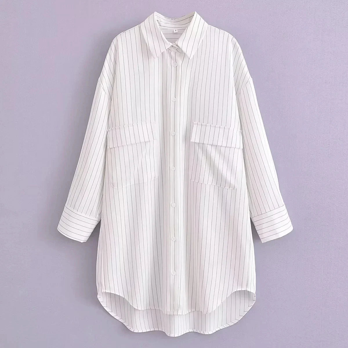 nvxiot White Stripe Shirt Dress Women Autumn Spring Slit Casual Oversize Single Breasted Turn Down Collar Short Summer Dress