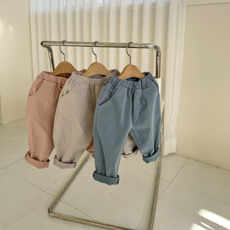 nvxiot Summer children's wear new boys' and girls' loose fashion jeans 0-3-year-old baby solid color casual pants