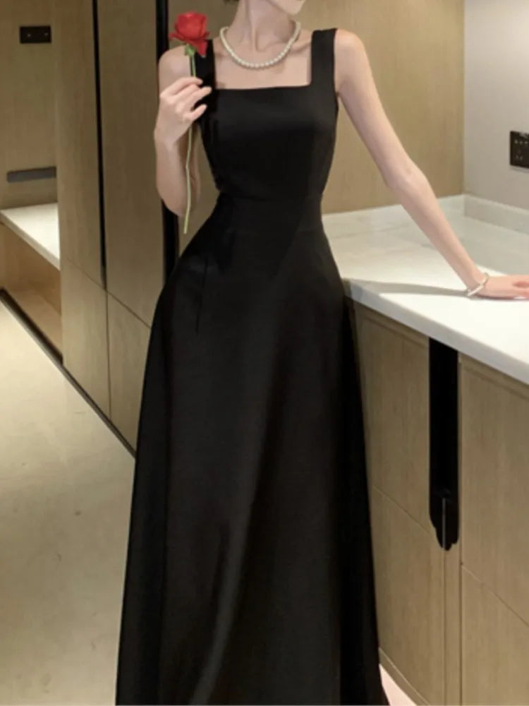 nvxiot Sexy Backless Evening Party Dress Sleeveless Solid A-line Long Dresses for Women Spring Summer Prom Robe Vestidos Mujer New