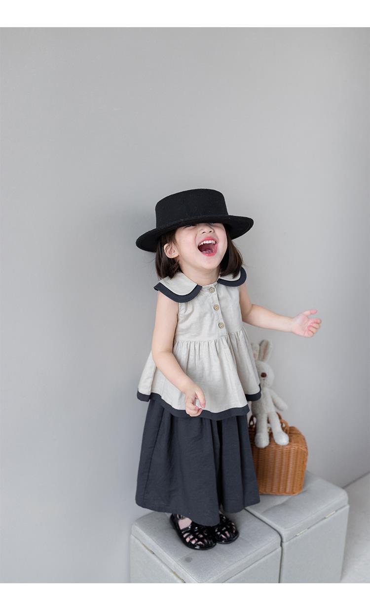 nvxiot Summer Girls College style Baby 2 Pcs Kids Pants+turn-down collar Shirt Children Clothes Fashion Cotton sleeveless blouse Set