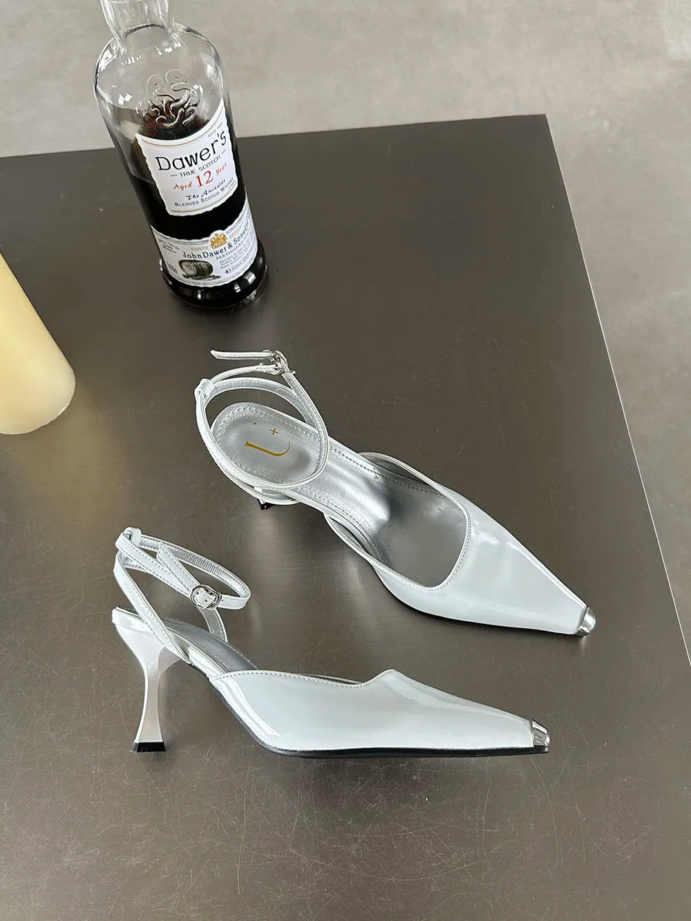 nvxiot Pointed Toe Women Sandals Black Silver White Summer Dress Shoes Thin High Heels Ankle Strap Party Pumps Wedding Sexy Pumps 35-39