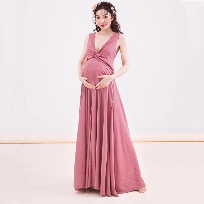 MQTIME  -  Classic Slim Maternity Photography Dresses Soft Sexy Solid Pregnant Women's Photo Shoot Dress Sleeveless Elegant Gravide Clothes