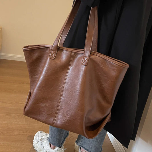 nvxiot Large Capacity PU Leather Bags Brand Design Big Tote Bag for Women Solid Color Fashion Female Handbags INS Style Underarm Bags