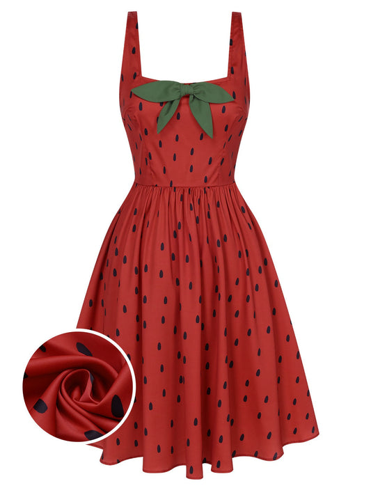 nvxiot [Pre-Sale] Red 1950s Strawberry Seed Straps Dress