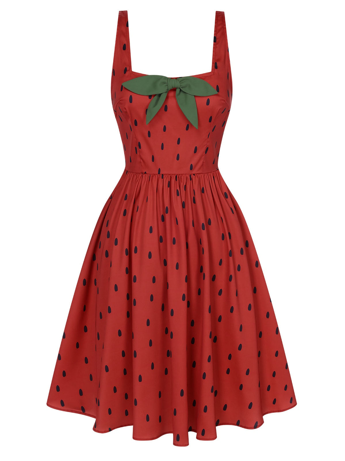 nvxiot [Pre-Sale] Red 1950s Strawberry Seed Straps Dress