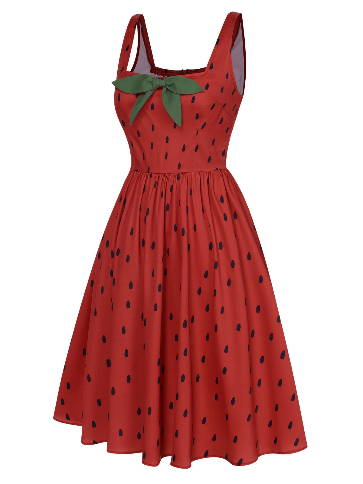 nvxiot [Pre-Sale] Red 1950s Strawberry Seed Straps Dress