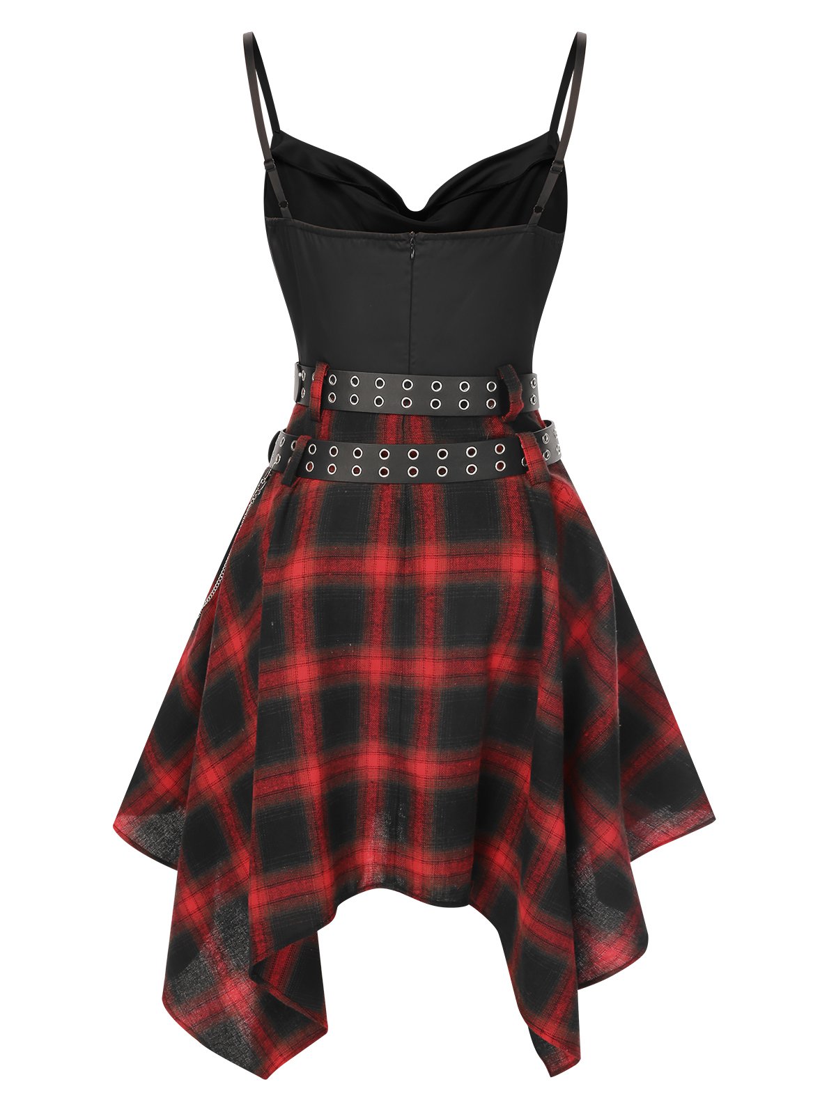 nvxiot [Pre-Sale] Black 1970s Plaid Cowl Neck Dress