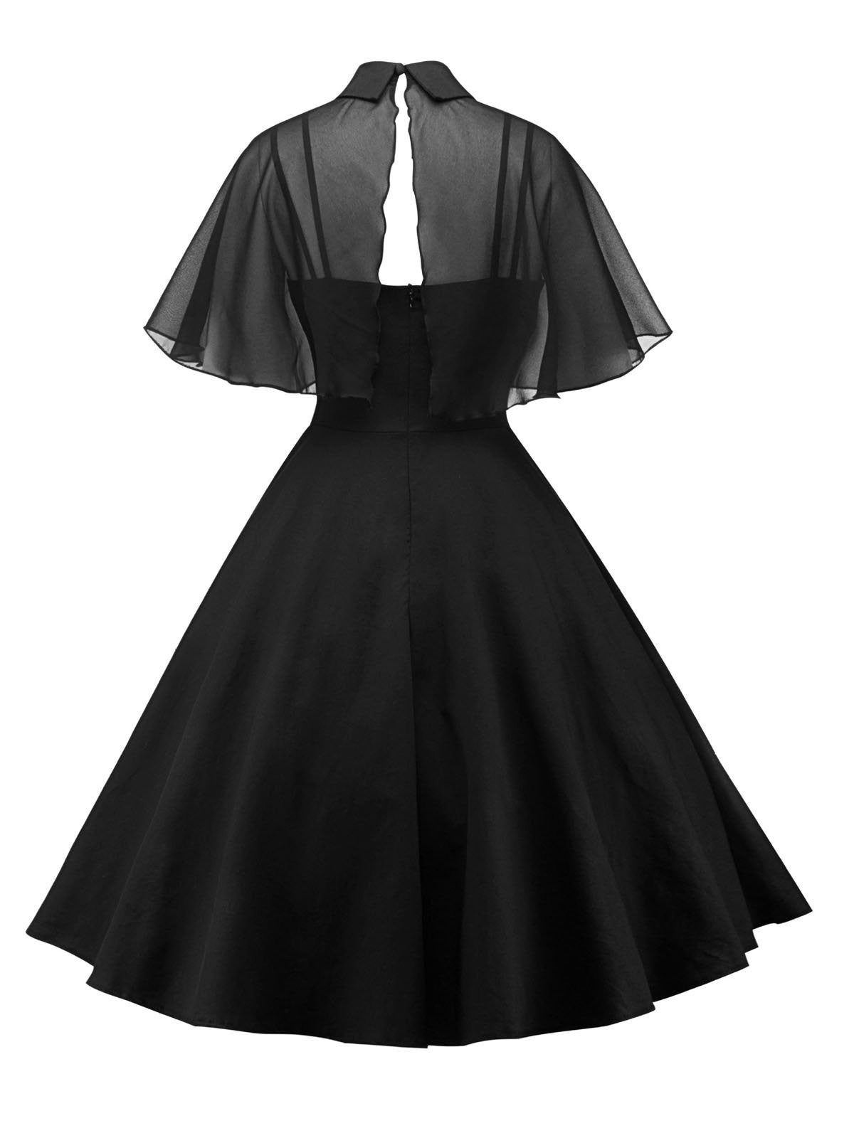 nvxiot 1950s Cape Patchwork Swing Dress