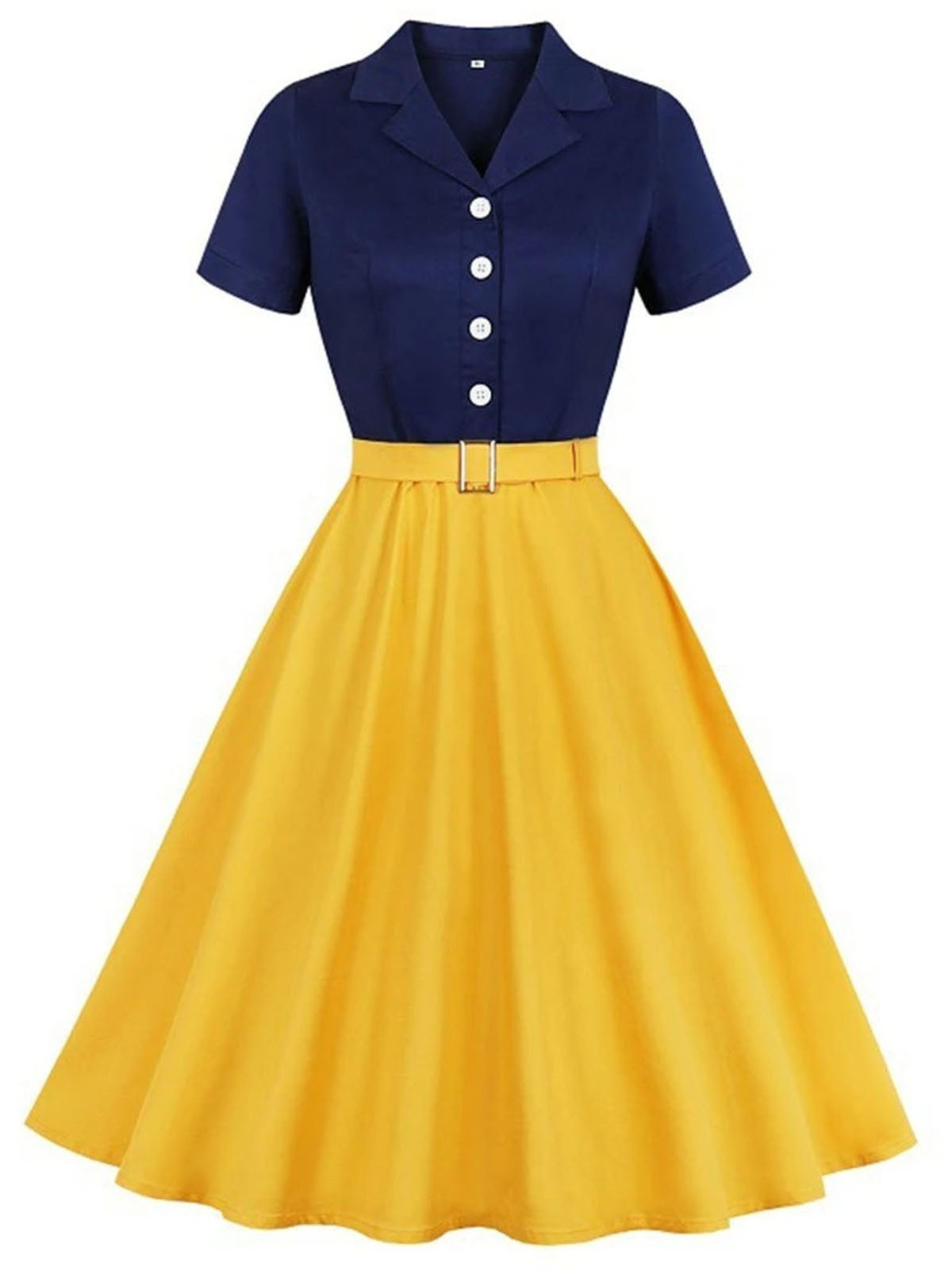 nvxiot Snow White Style Button 1950s Dress