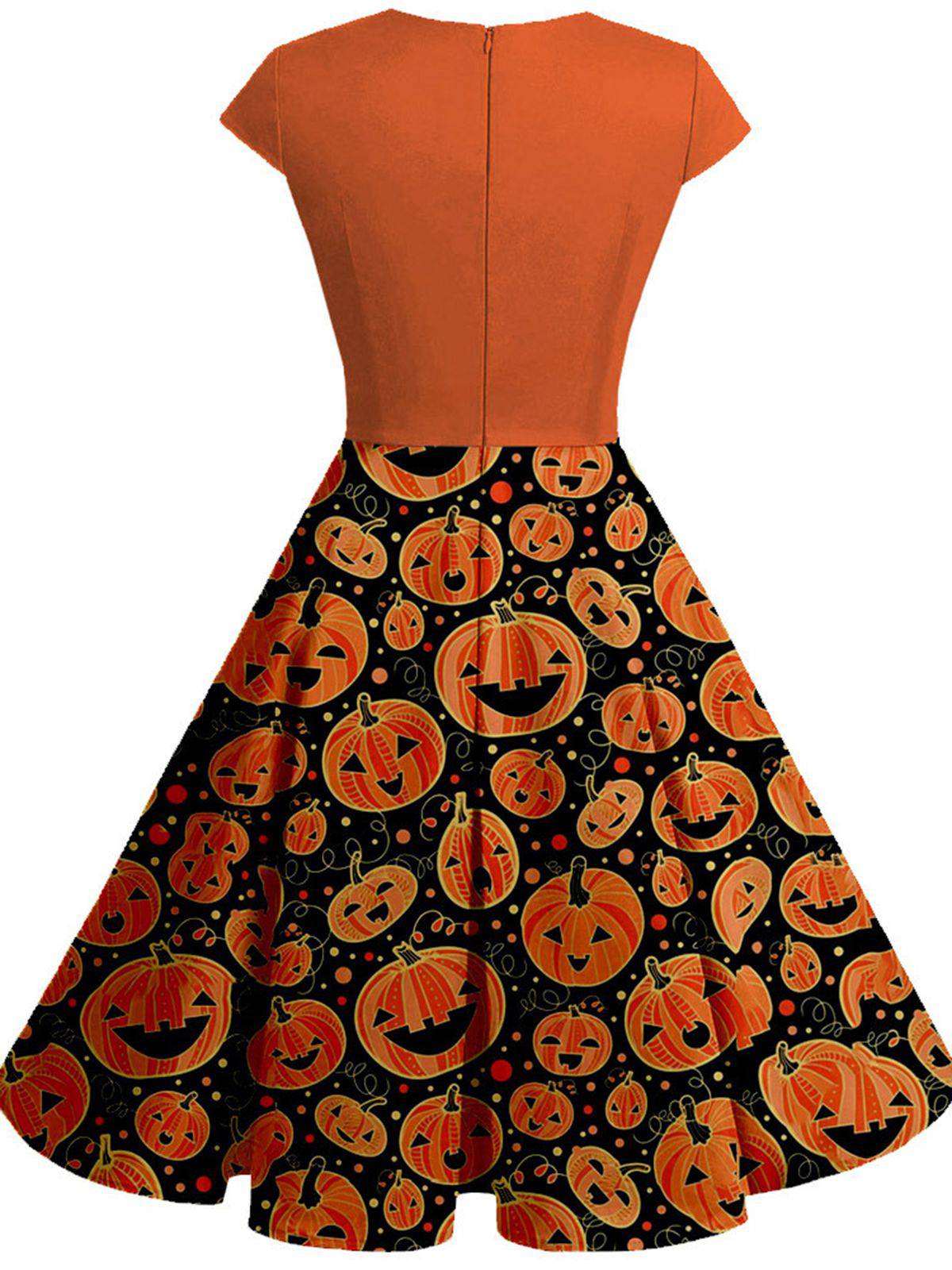 nvxiot [Plus Size] Orange 1950s Costume Dress