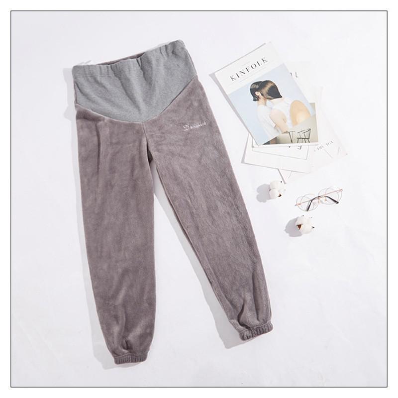 Winter Warm Maternity Pants Flannel Pregnancy Leggings Solid Color Pants Elastic Pregnant Women Trousers Pregnancy Clothes