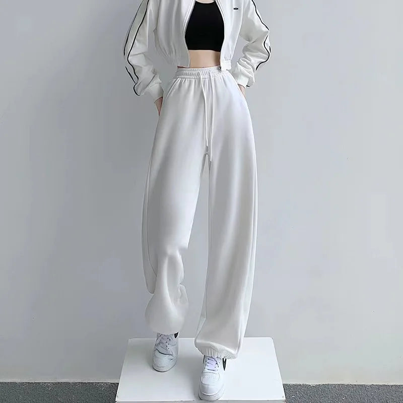 MQTIME  -   2024 Khaki Baggy Sweatpants Women Outfit Sports Pants Oversized High Waist Loose Beige Pants Wide Leg Sweatpants Female Trousers