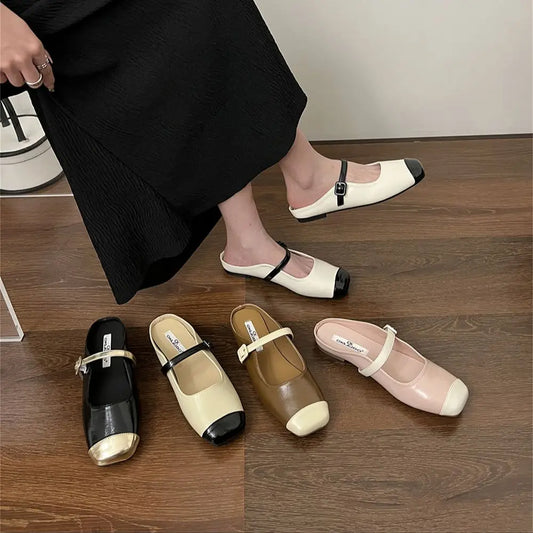 nvxiot Mixed Color Women Slippers Summer Outside Slides Casual Dress Shoes Flat Low Heels