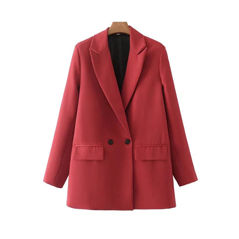 nvxiot Women's Blazers Spring Autumn Solid Long Sleeve Big V Neck Ladies Coat Suits Elegant Fashion Blazer with Pockets Coats New