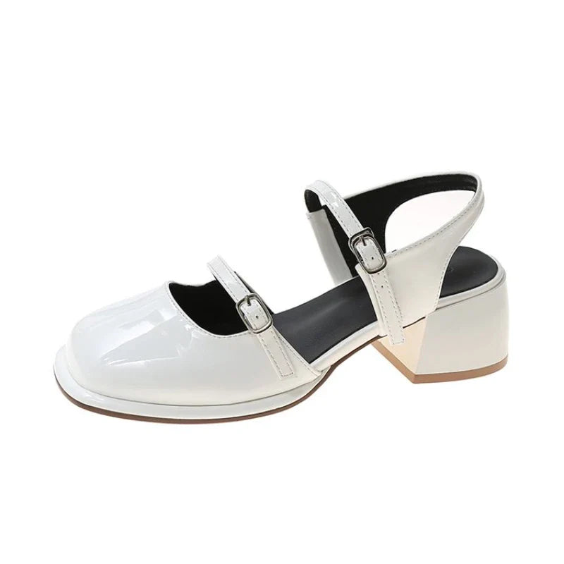 MQTIME  -  Office Lady Sandals Woman Spring Casual Elegant Pure Color Shoes Non-slip Korean Style Medium Heel Female Shoes Design Chic