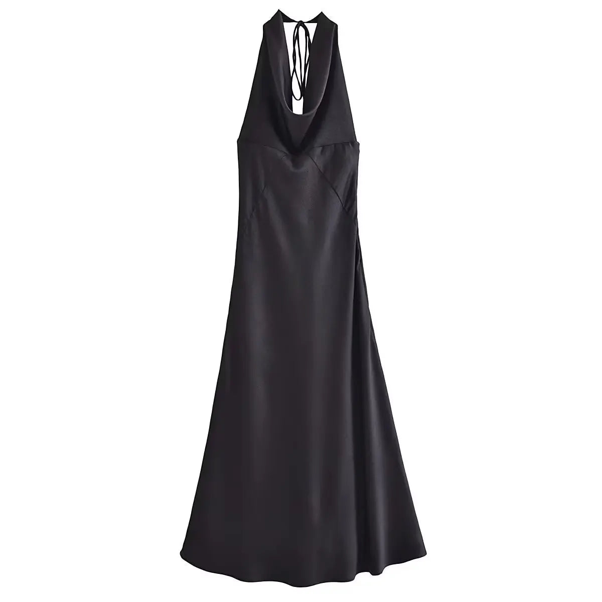 nvxiot Evening Party Dresses For Women Clothes Tie Halter Cowl Neck Sleeveless Black Long Dress Backless Night Out Sexy Maxi Dress