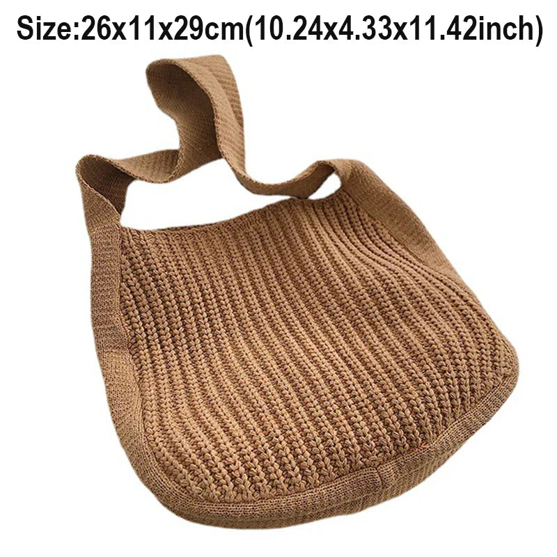 nvxiot Fashion Knitted Shoulder Bags Autumn & Winter Style Solid Color Women Handbags INS Design Weave Bags for Female Ladies Big Tote