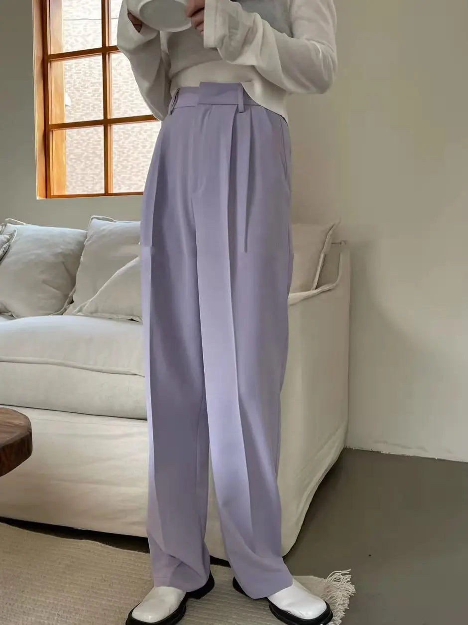 nvxiot Spring Summer Women New Korean Style Casual High Waist Straight Suit Pants Casual New Fashion Elegant Trousers Female