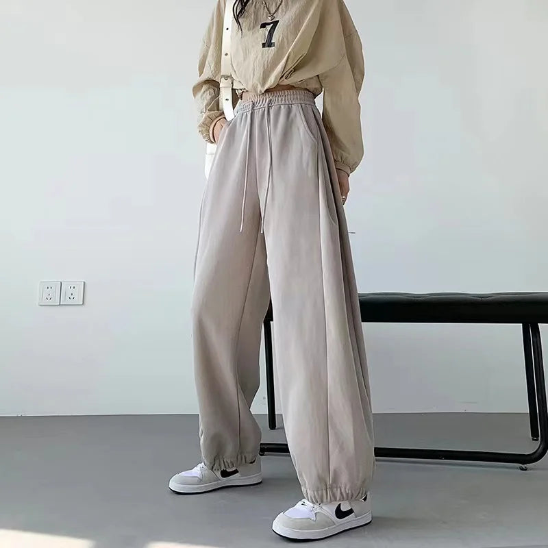 MQTIME  -   2024 Khaki Baggy Sweatpants Women Outfit Sports Pants Oversized High Waist Loose Beige Pants Wide Leg Sweatpants Female Trousers