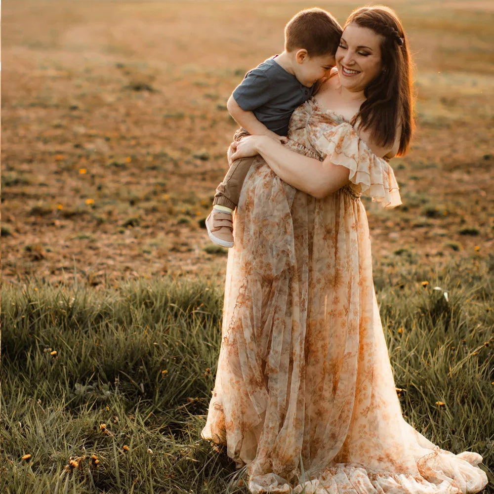 nvxiot  -  Elegant Two-Piece Chiffon Camisole Dress Photo Shoot Photography Dress For Women Suitable For Baby Showers Boho Pregnant Dress
