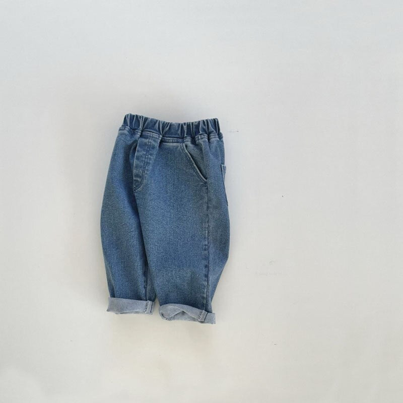 nvxiot Summer children's wear new boys' and girls' loose fashion jeans 0-3-year-old baby solid color casual pants